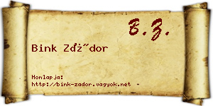Bink Zádor névjegykártya